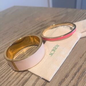 J. Crew Gold and Pink Bracelet Bangle Enamel Set Of 2